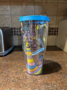 tervis Dr. Seuss Tumbler with Bright Blue Lid and Multicolor Design